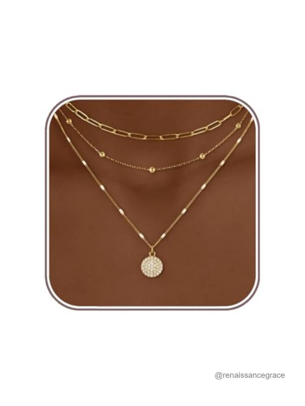 3 Pc Gold Plated Layered Necklace Stack Set for Women Dainty Paperclip Chain